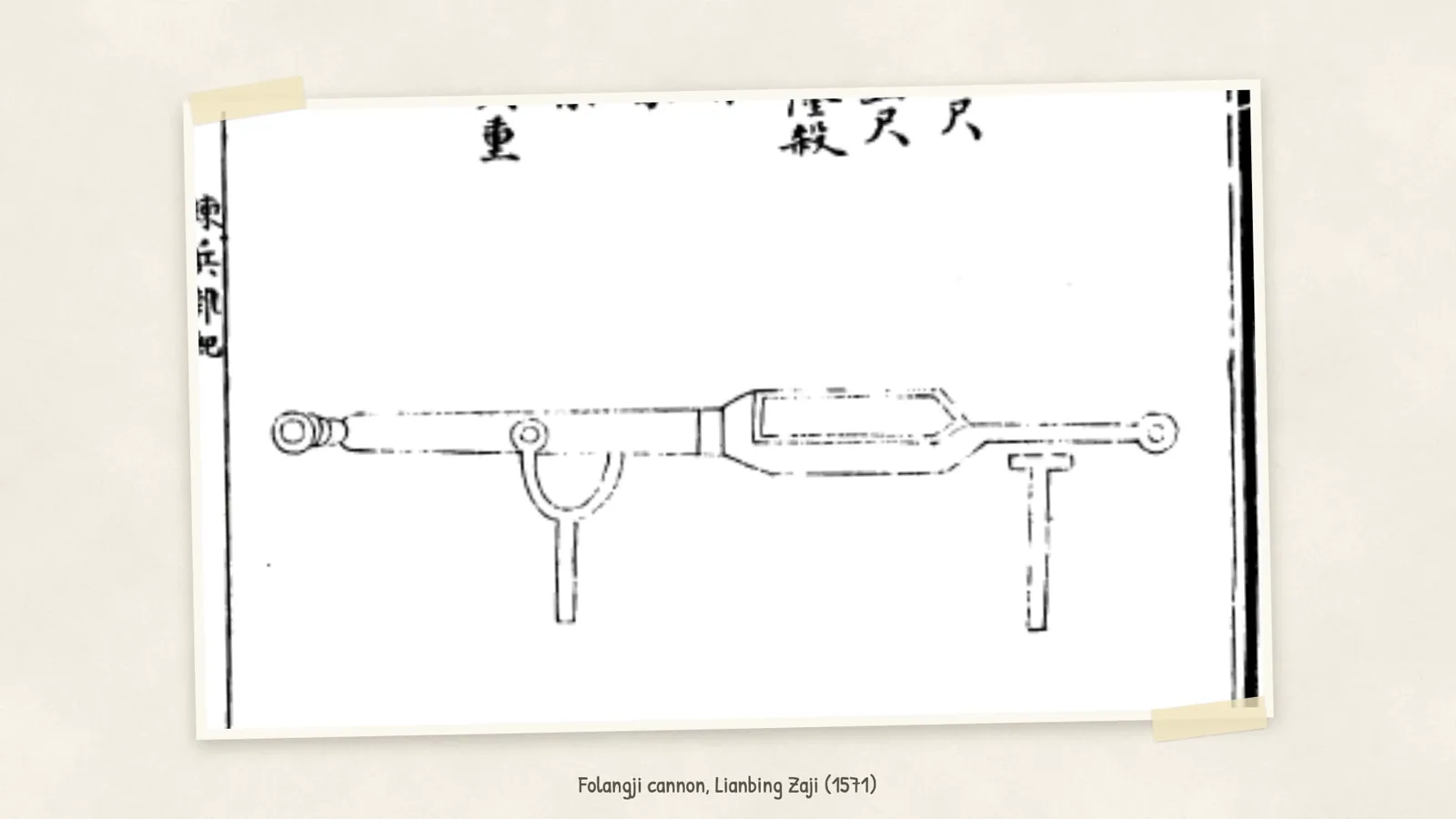 A 16th-century Chinese drawing of a breech-loading cannon, the folangji.