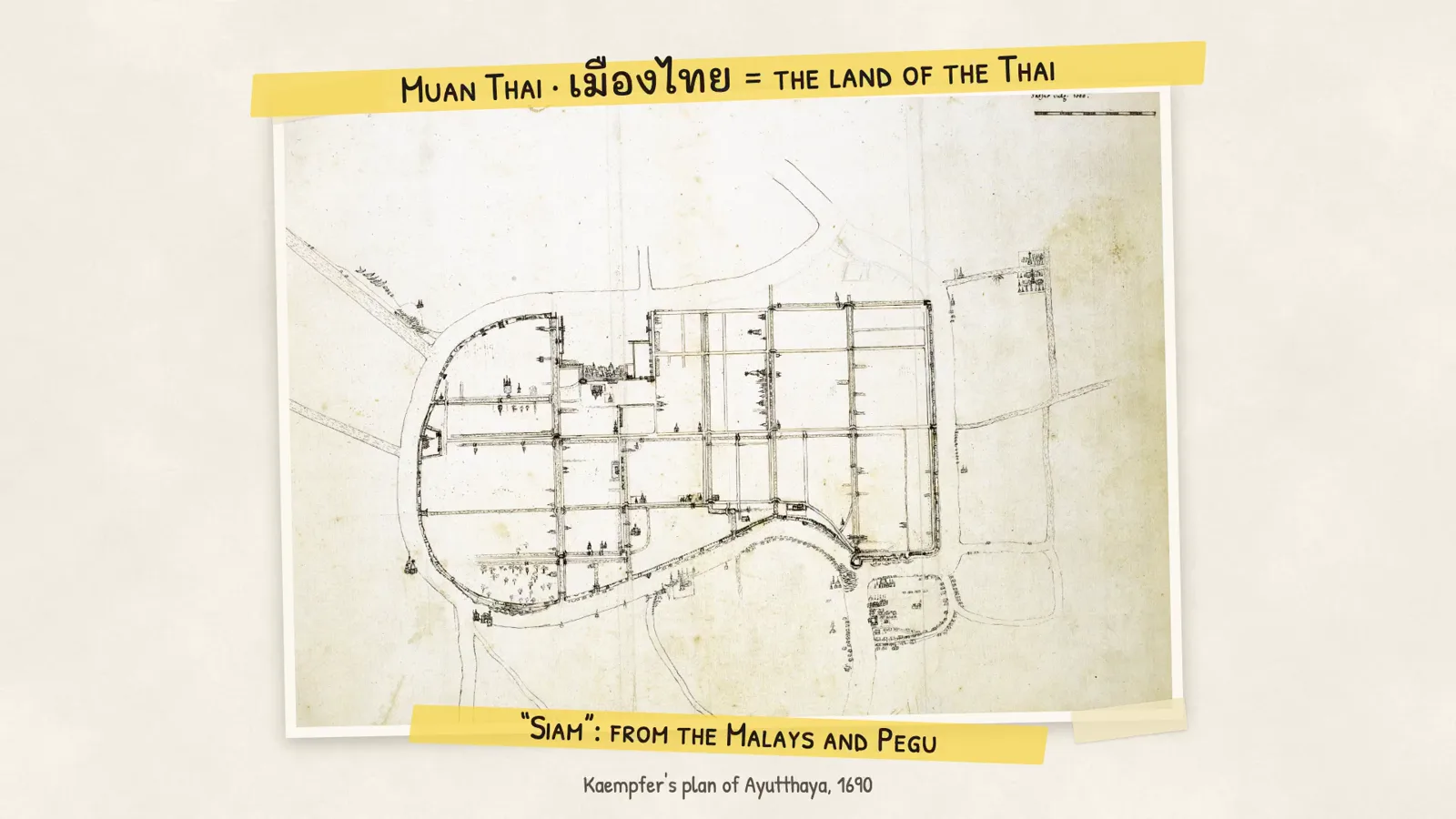 Kaempfer's plan of Ayutthaya, 1690 · Engelbert Kaempfer, German doctor with the Dutch East India Company · in Siam in 1690