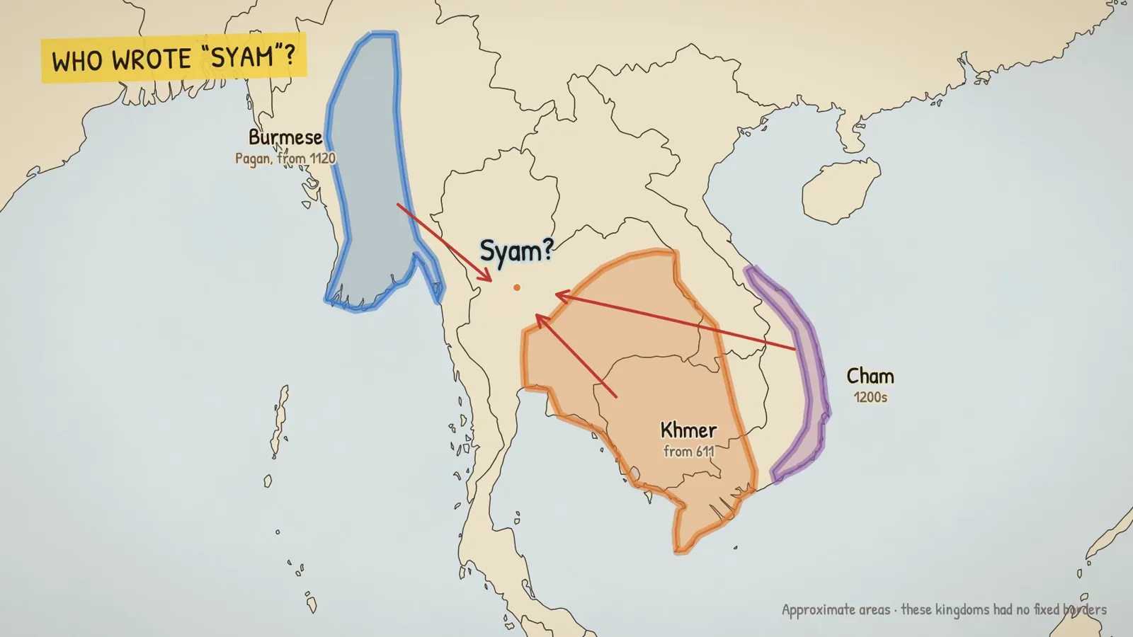 Who wrote “Syam”? · The Cham, seafaring people · kingdom of Champa, on the coast of today's Vietnam